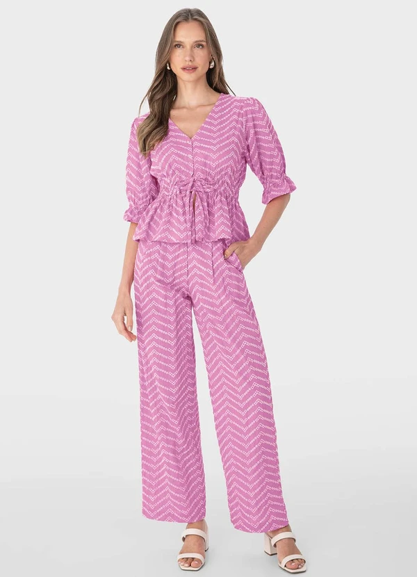Malwee - Calça Rosa Reta Chevron 2