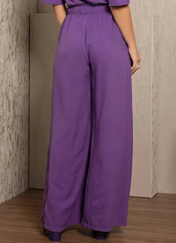 Quintess - Calça Roxa com Elástico na Cintura e Bolsos 7