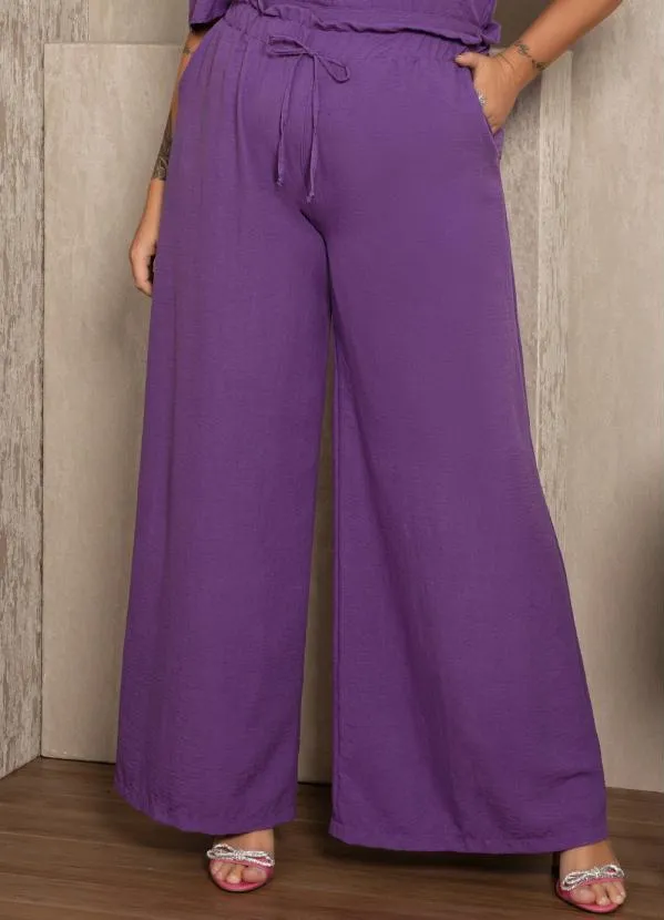 Quintess - Calça Roxa com Elástico na Cintura e Bolsos 4
