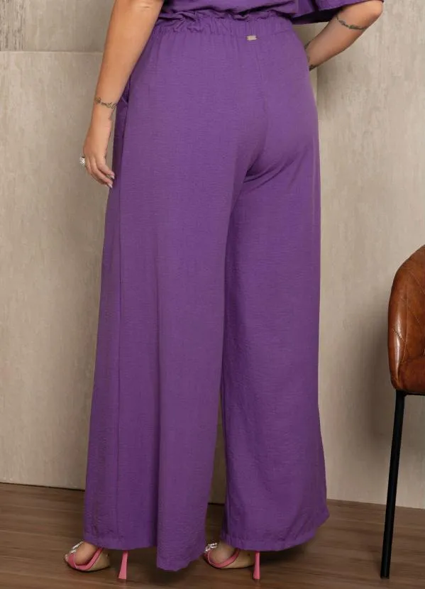 Quintess - Calça Roxa com Elástico na Cintura e Bolsos 3
