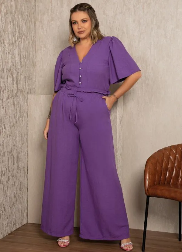 Quintess - Calça Roxa com Elástico na Cintura e Bolsos 2