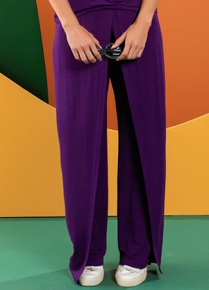 Quintess - Calça Roxa em Malha de Viscose - QUINTESS