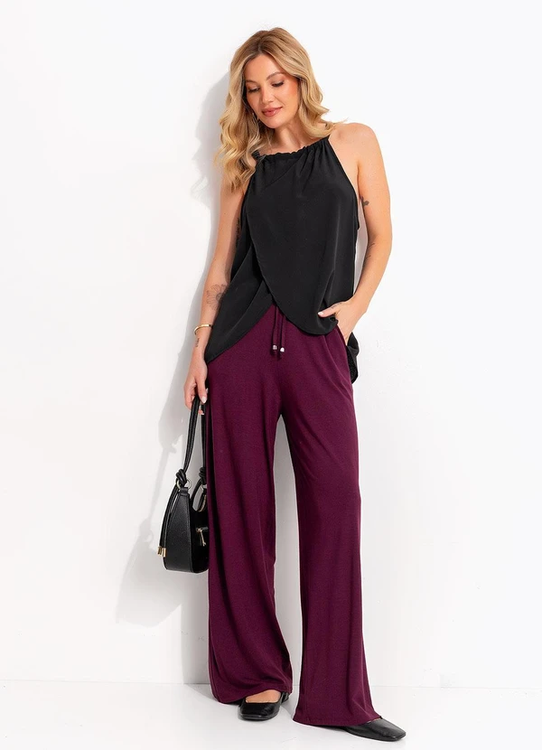 Quintess - Calça Vinho em Malha de Viscose 8