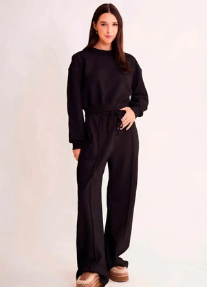Sofie - Calça Soft em Moletom Felpado Preto - SOFIE