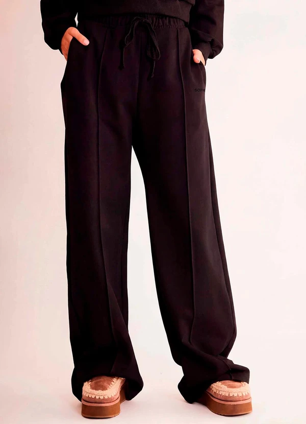 Sofie - Calça Soft em Moletom Felpado Preto