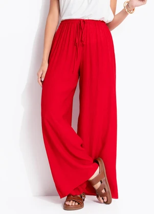 Farm - Calça Textura Longa Vermelho - FARM