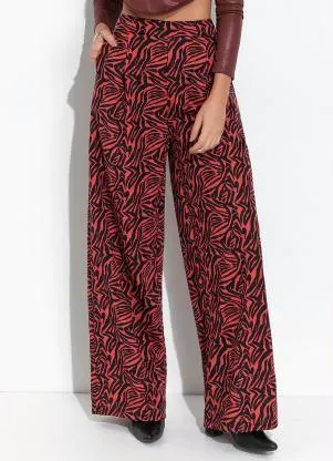 Moda Pop - Calça Tigre Vermelha com Pregas na Cintura - MODA POP