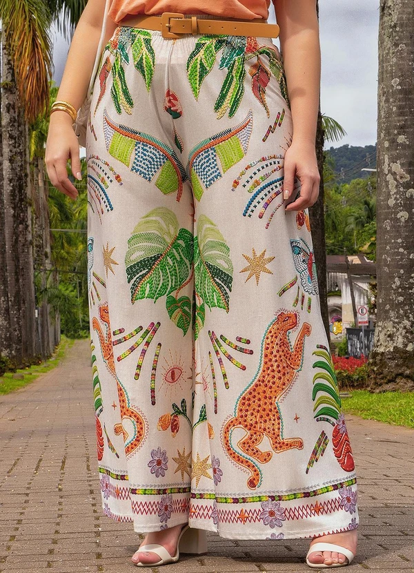 Quintess - Calça Tropical Colorido em Malha Fria 11