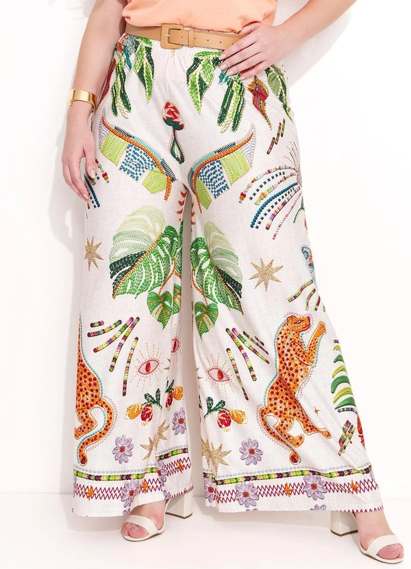 Quintess - Calça Tropical Colorido em Malha Fria 14