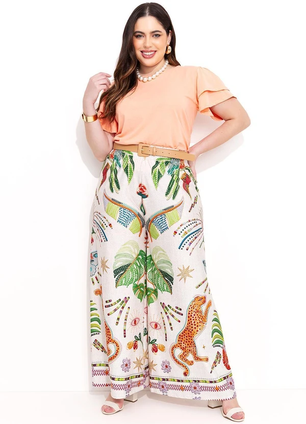 Quintess - Calça Tropical Colorido em Malha Fria 18