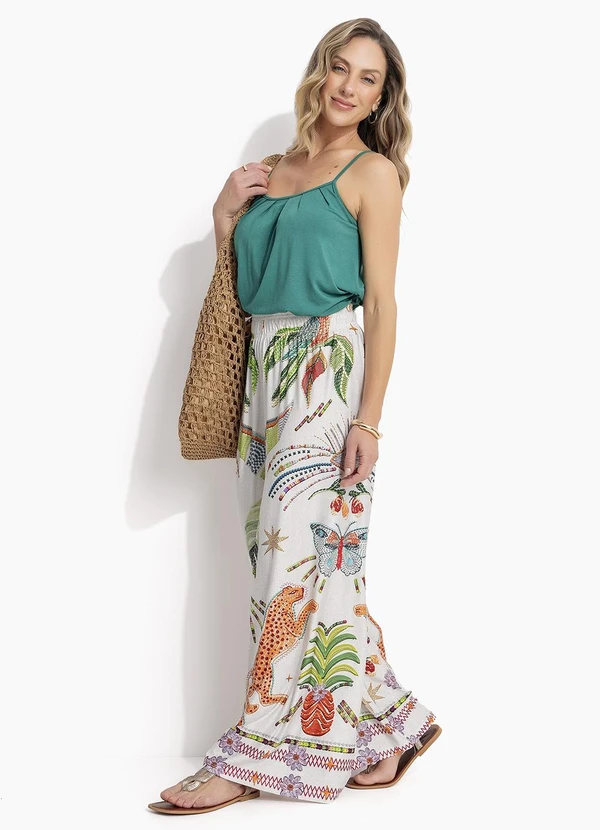 Quintess - Calça Tropical Colorido em Malha Fria 3