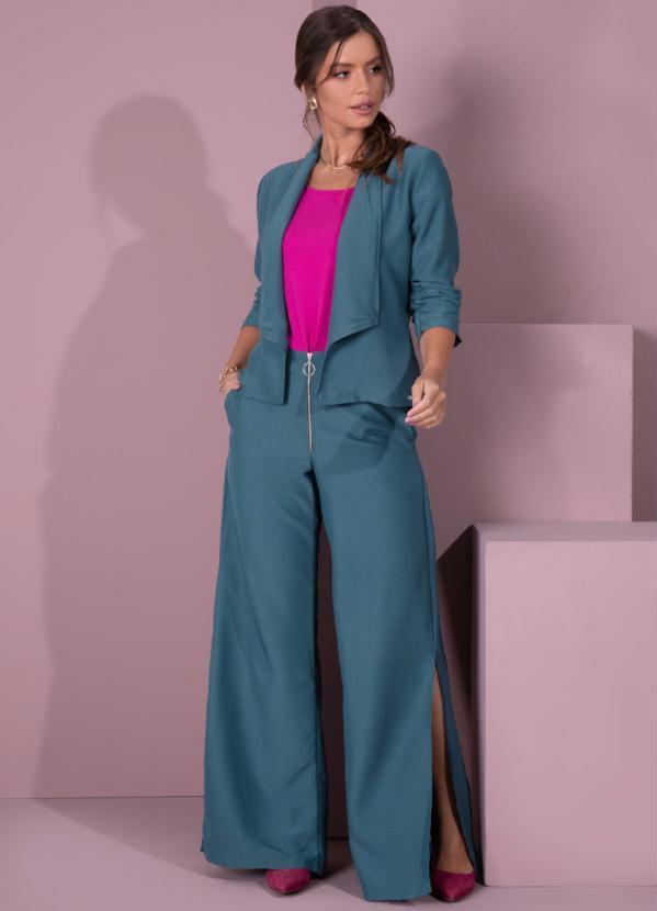 Quintess - Calça Verde com Fendas Laterais 3