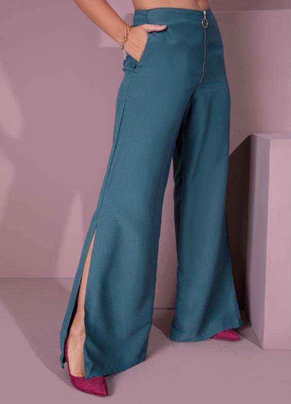 Quintess - Calça Verde com Fendas Laterais 5