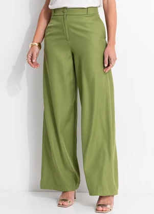 Quintess - Calça Verde em Crepe Plano - QUINTESS