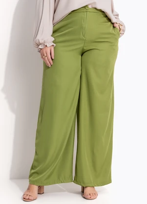 Quintess - Calça Verde em Crepe Plano - QUINTESS