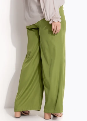 Quintess - Calça Verde em Crepe Plano - QUINTESS