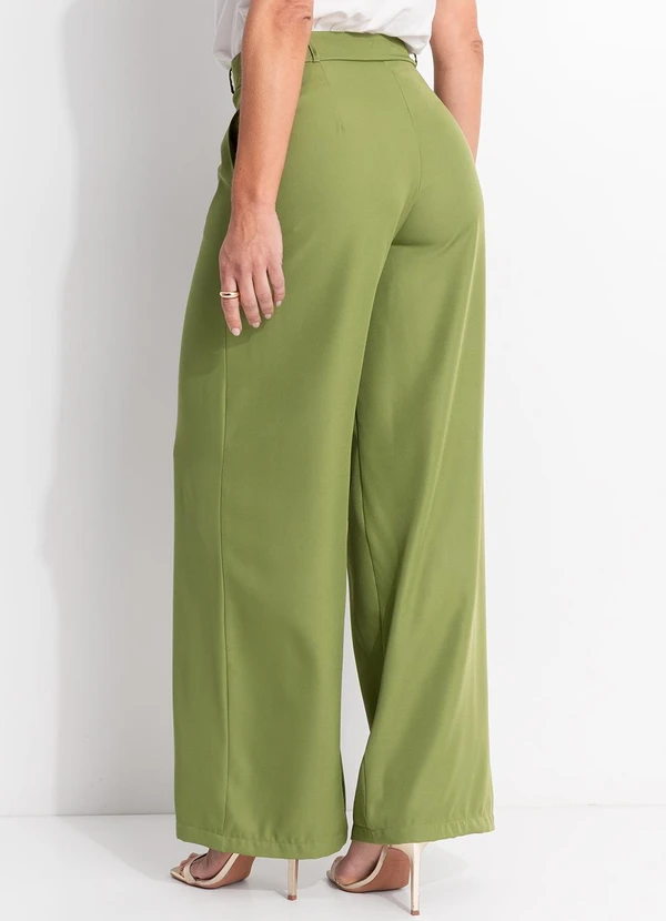 Quintess - Calça Verde em Crepe Plano 2