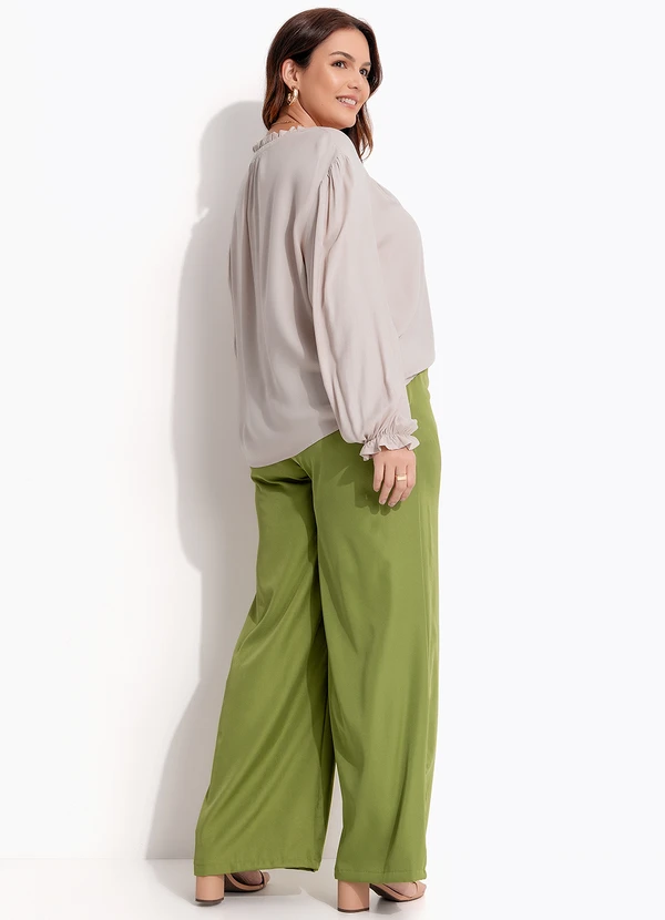 Quintess - Calça Verde em Crepe Plano 8