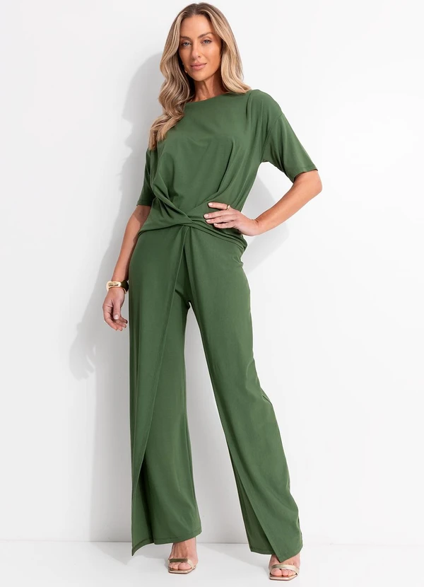 Quintess - Calça Verde em Malha de Viscose 3