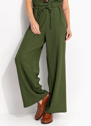 Quintess - Calça Verde em Malha Texturizada - QUINTESS