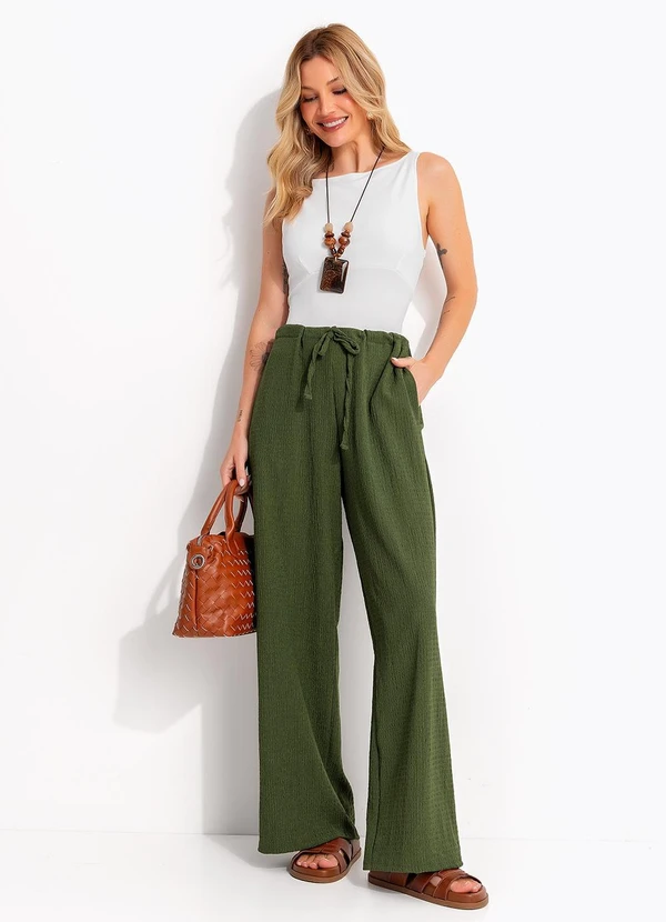 Quintess - Calça Verde em Malha Texturizada 7