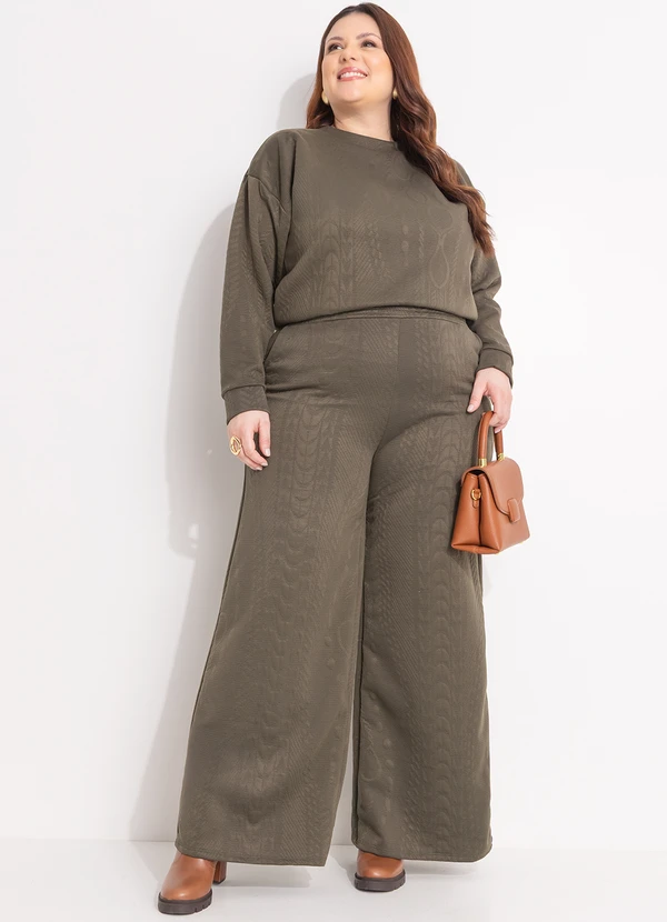 Quintess - Calça Verde Militar em Malha Jacquard 12