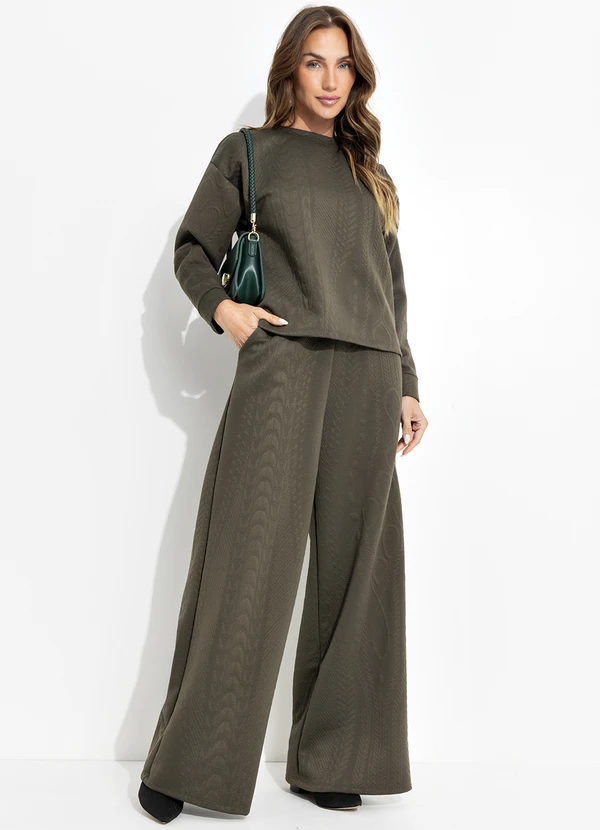 Quintess - Calça Verde Militar em Malha Jacquard 3