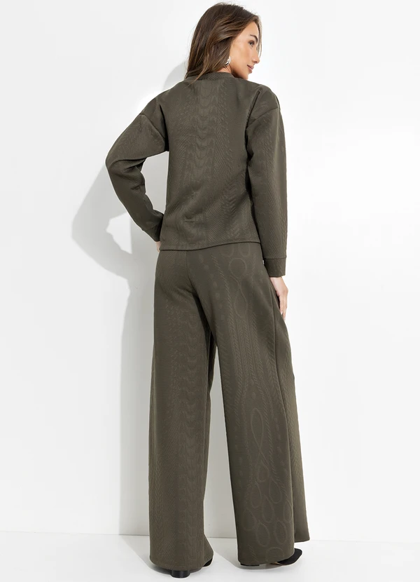 Quintess - Calça Verde Militar em Malha Jacquard 5