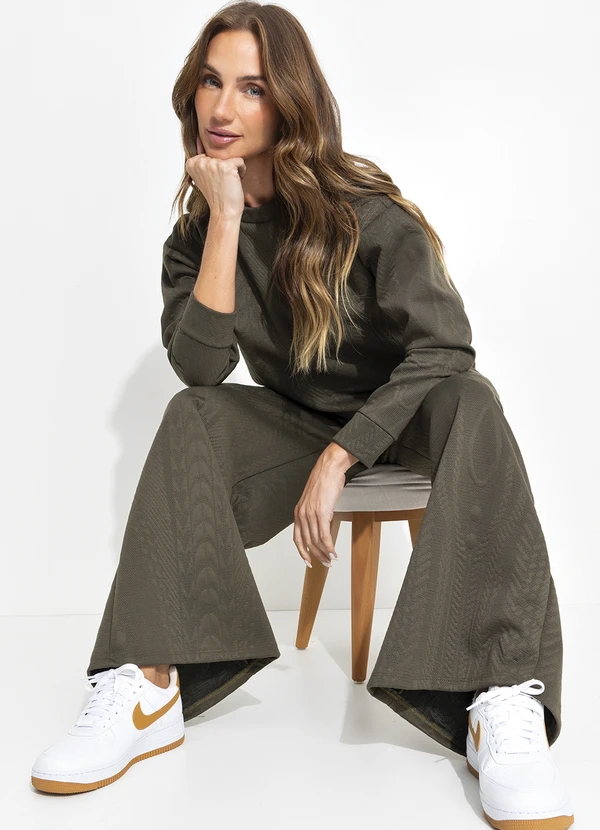 Quintess - Calça Verde Militar em Malha Jacquard 9