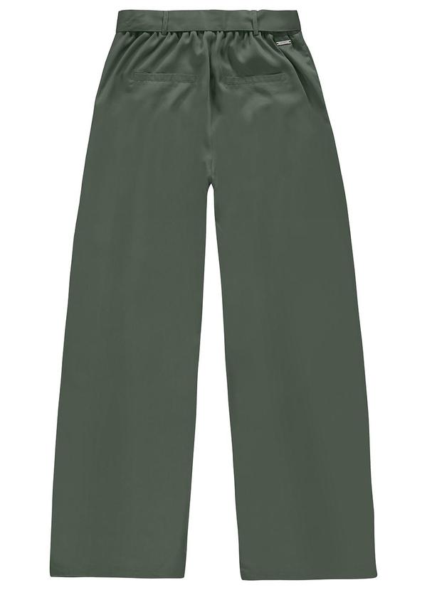 Enfim - Calça Verde Militar Wide Leg Pregas em Liocel 4