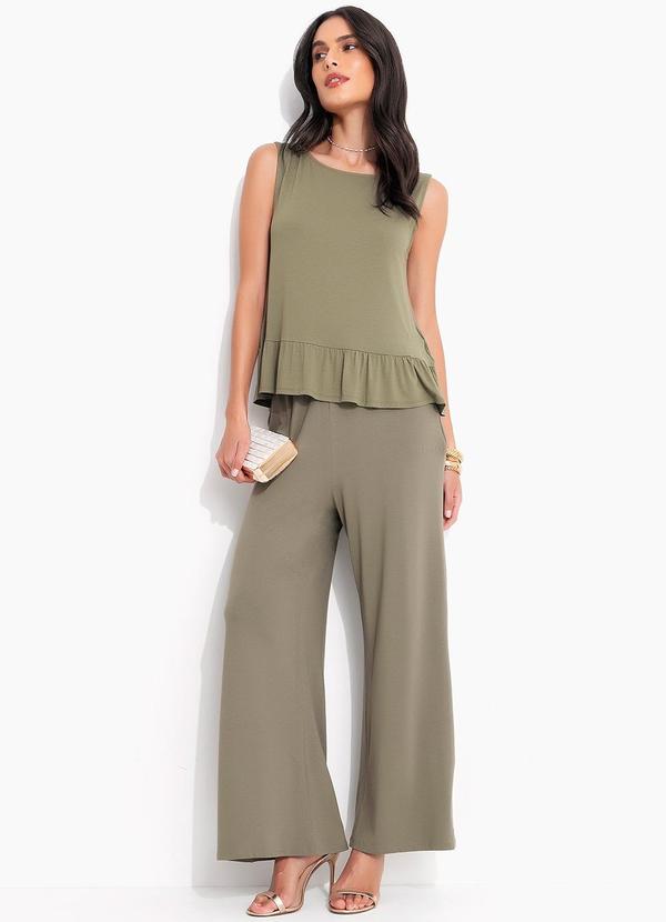 Quintess - Calça Verde Oliva em Malha de Viscose 3