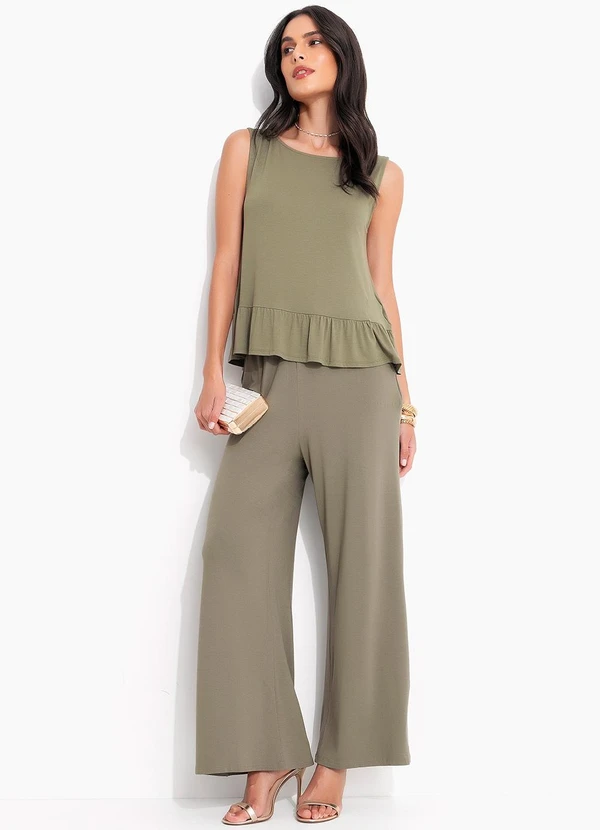 Quintess - Calça Verde Oliva em Malha de Viscose 3