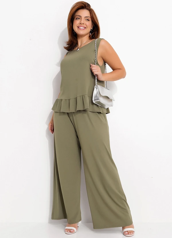 Quintess - Calça Verde Oliva em Malha de Viscose 8