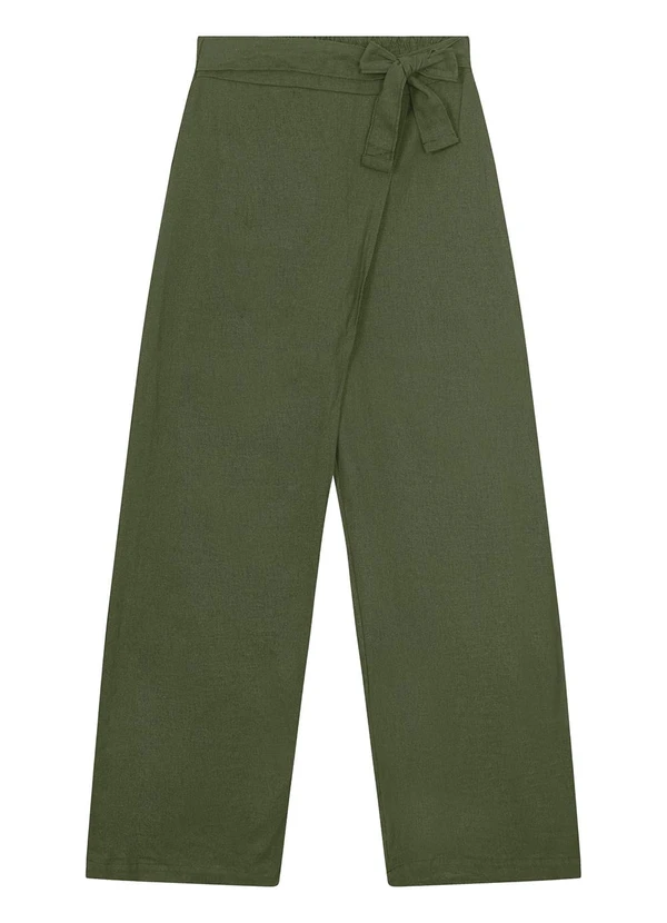 Malwee - Calça Verde Reta Assimétrica em Viscolinho 4