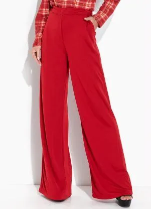Moda Pop - Calça Vermelha com Bolsos Funcionais - MODA POP
