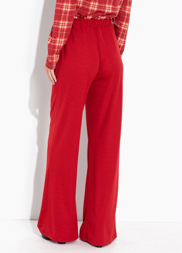 Moda Pop - Calça Vermelha com Bolsos Funcionais 2