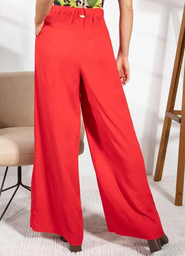 Quintess - Calça Vermelha em Crepe Plano 2