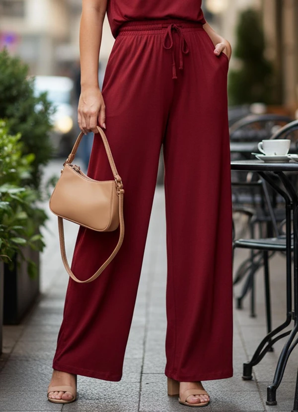 Quintess - Calça Vermelha em Malha de Viscose 3