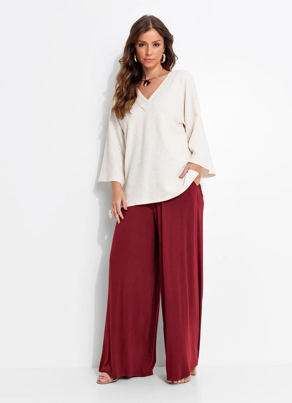 Quintess - Calça Vermelha em Malha de Viscose 7