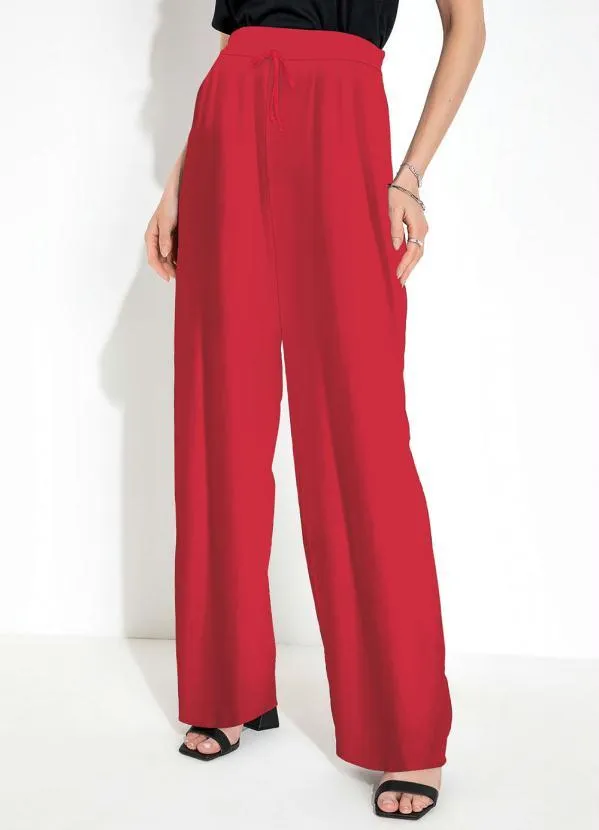 Moda Pop - Calça Vermelho com Cordel para Amarrar