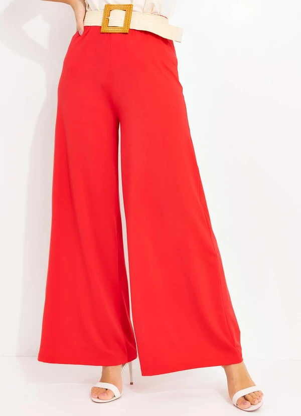 Quintess Calça Vermelho em Malha Fria