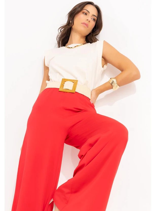 Quintess - Calça Vermelho em Malha Fria 5