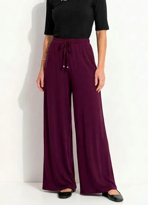 Quintess - Calça Vinho em Malha de Viscose - QUINTESS