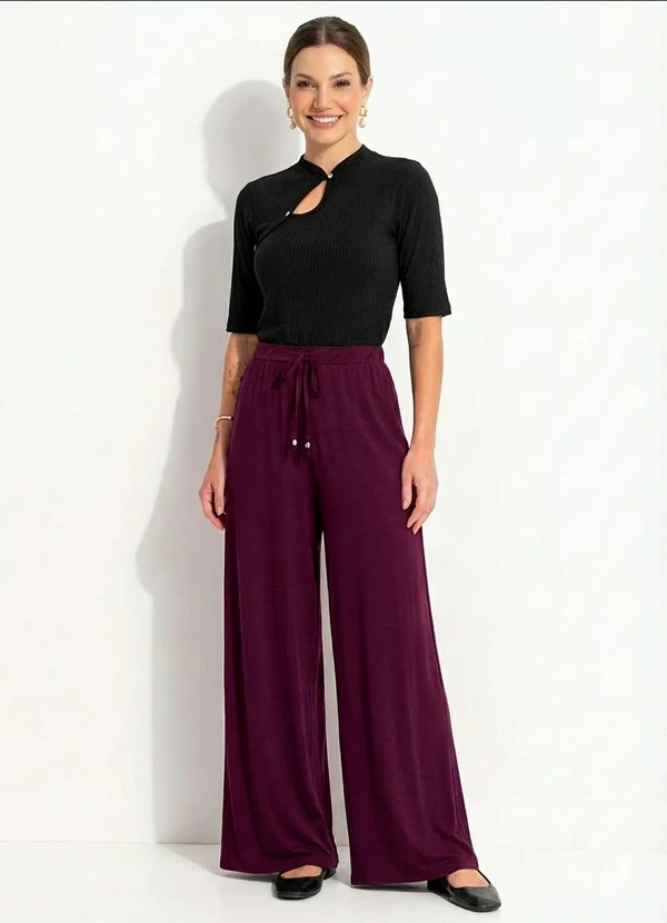 Quintess - Calça Vinho em Malha de Viscose 3