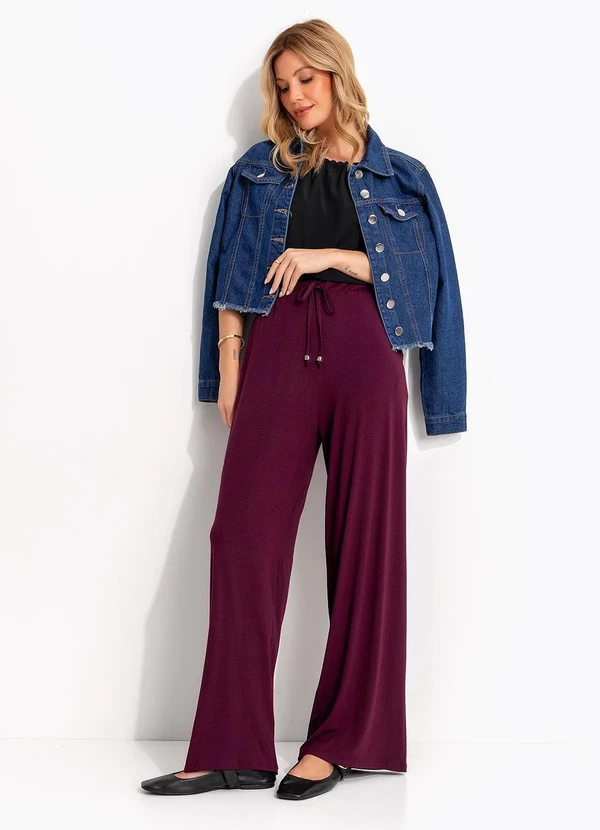 Quintess - Calça Vinho em Malha de Viscose 9