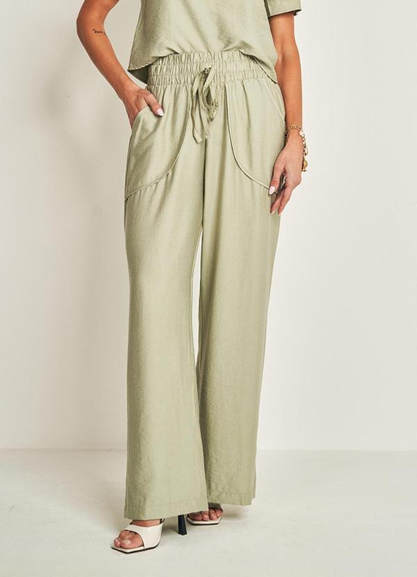 Doce Trama - Calça Viscoflow com Cintura Alta Verde 1