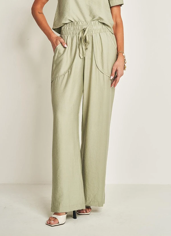 Doce Trama - Calça Viscoflow com Cintura Alta Verde