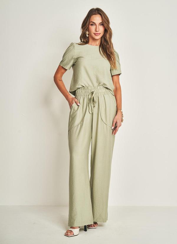 Doce Trama - Calça Viscoflow com Cintura Alta Verde 3