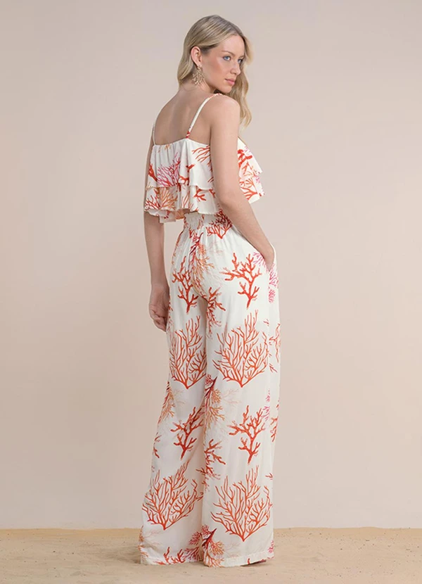 Angel - Calça Viscose Estampada Bege 3