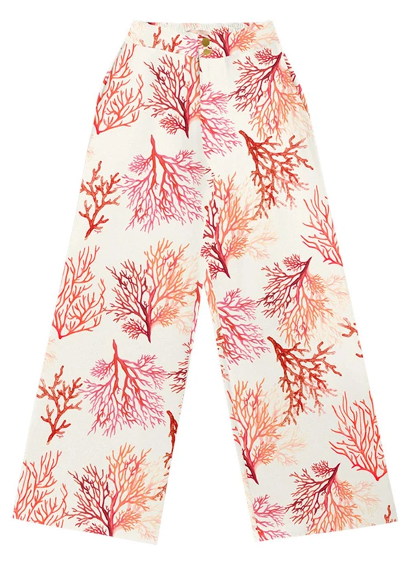 Angel - Calça Viscose Estampada Bege 4